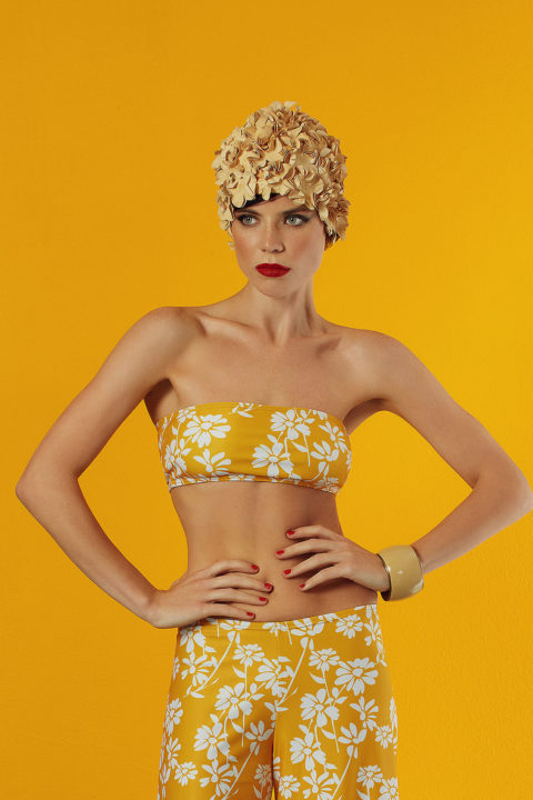 strapless top in yellow design - antmarkant