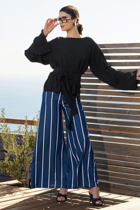 WIDE LEG TROUSERS IN ATLANTIC DESIGN BY ANTMARKANT