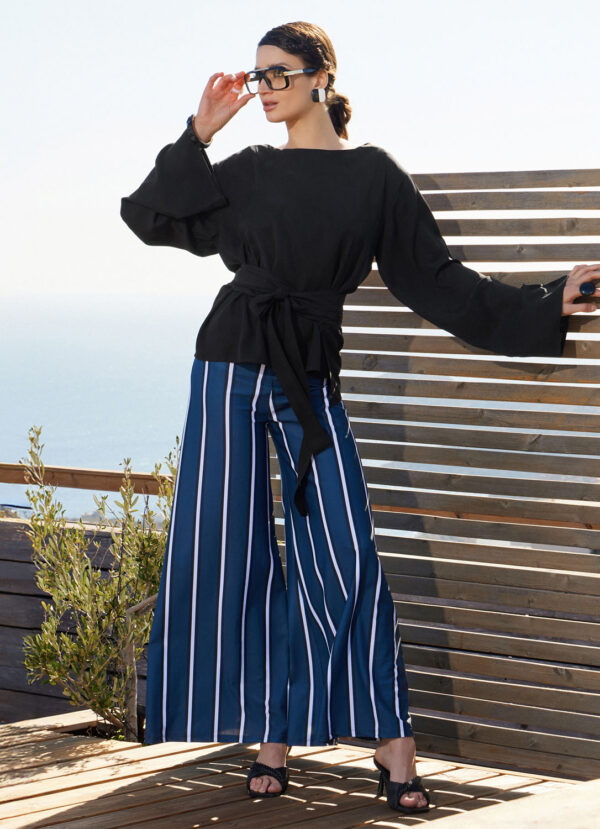 WIDE LEG TROUSERS IN ATLANTIC DESIGN BY ANTMARKANT