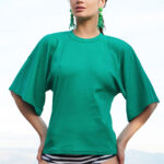 RIB BLOUSE IN EMERALD COLOR