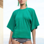 RIB BLOUSE IN EMERALD COLOR