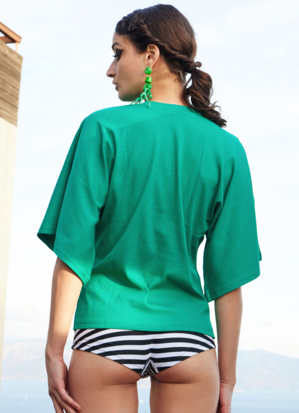 RIB BLOUSE IN EMERALD COLOR
