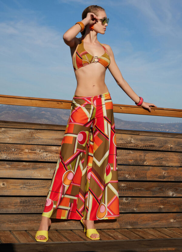 WIDE LEG TROUSERS IN CORAL DESIGN BY ANTMARKANT