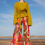WIDE LEG TROUSERS IN CORAL DESIGN BY ANTMARKANT