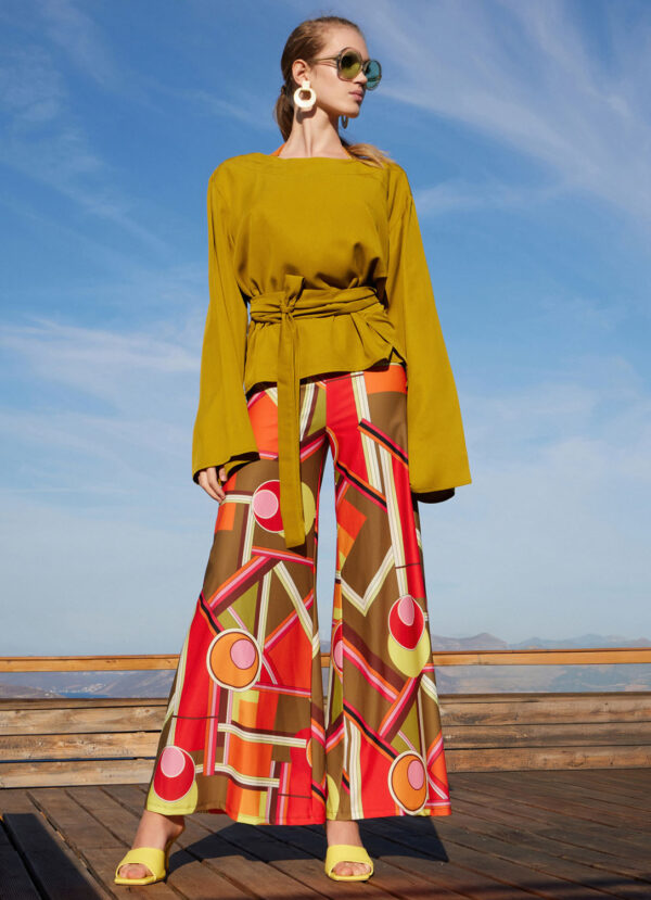 WIDE LEG TROUSERS IN CORAL DESIGN BY ANTMARKANT